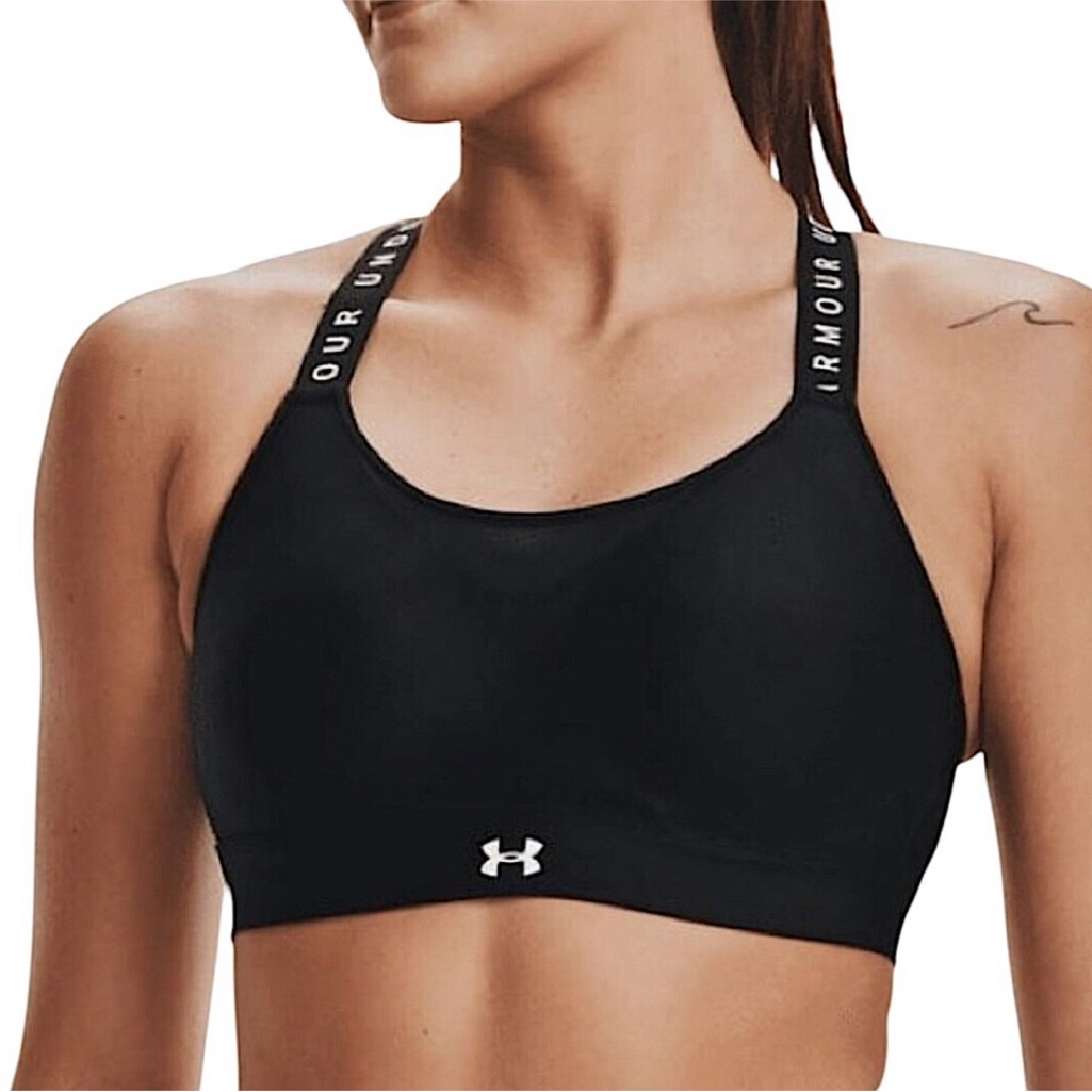 Under Armour Black White Infinity Cross-Back Padded High Impact Sports Bra Sm/P